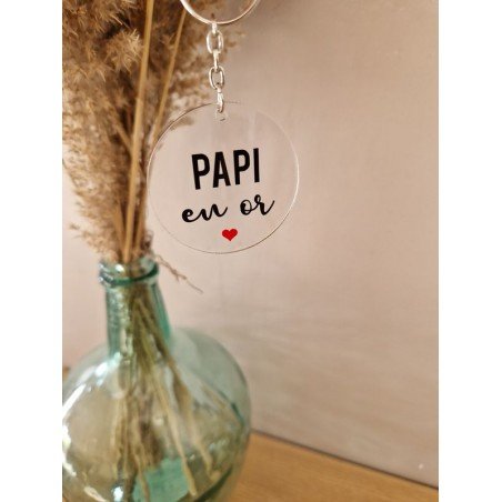 porte clés acrylique papi en or cadeau personnalisé la ciotat