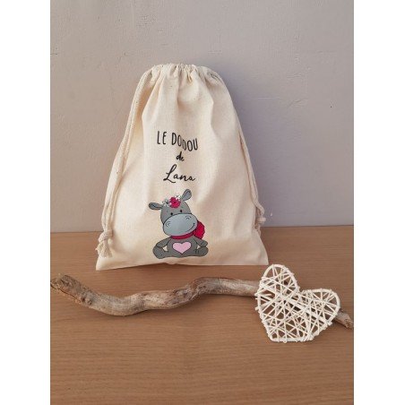 Pochon à doudou personnalisé en coton - Gc créations