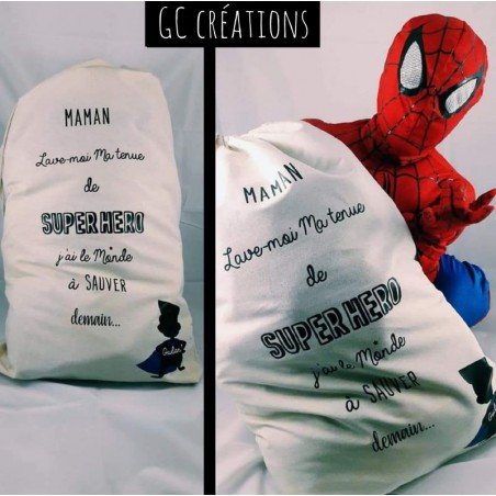 sac à linge sale personnalisé héro