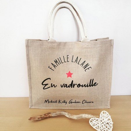 cabas plage famille personnalisé